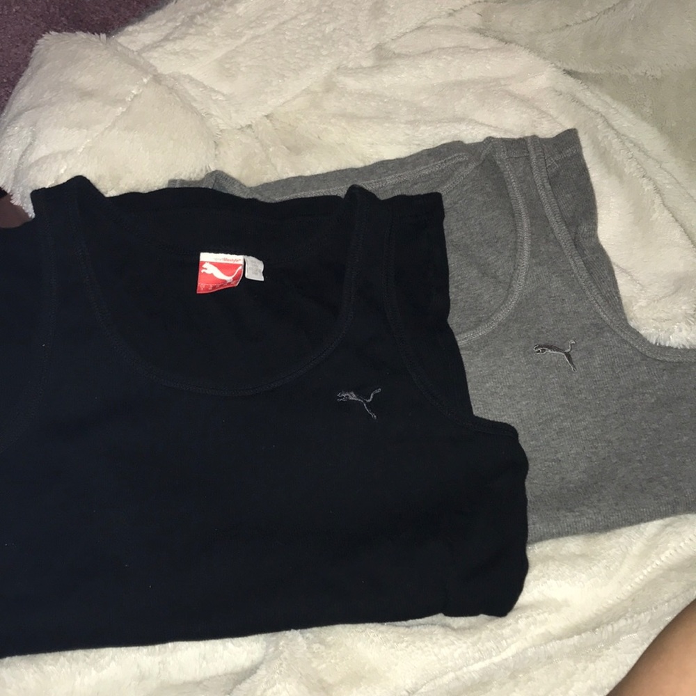 TWO puma ridged tank tops